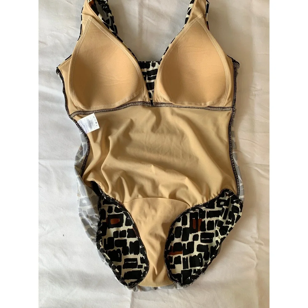 Lands End Slender Suit Grecian Adjustable Geometric One Piece Bathing Suit / 12P